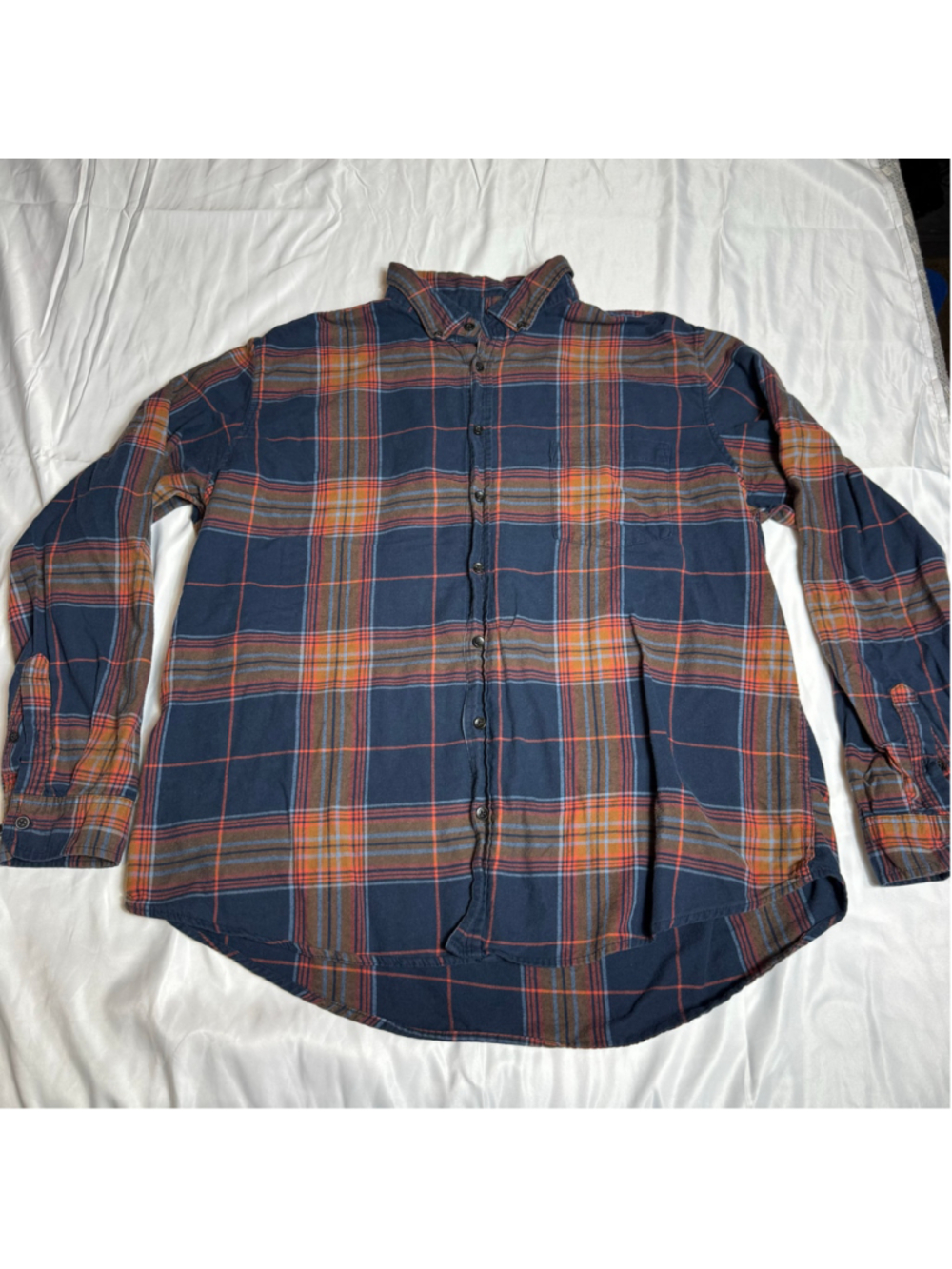 Men's Goodfellow & Co Plaid Button Down Shirt XXL Blue Orange